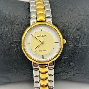 Vintage Two-tone Adolfo Quartz Women's Dress Watch Working
